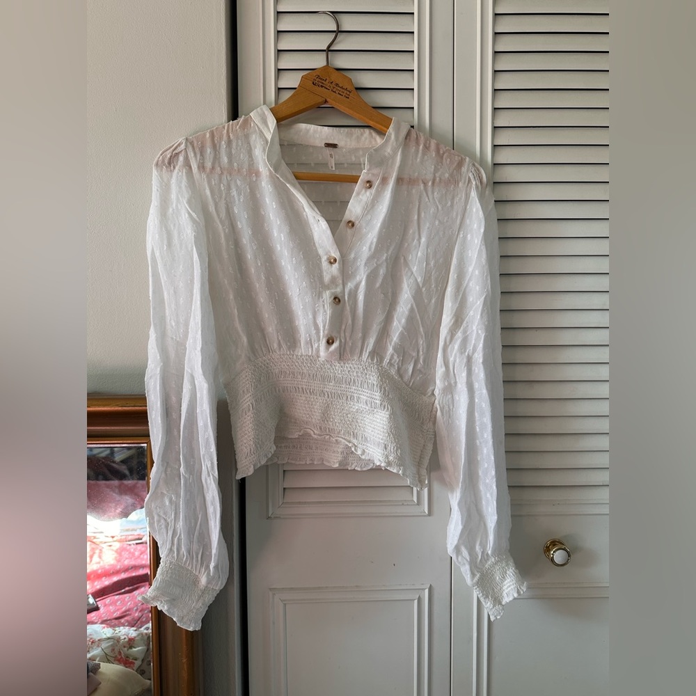 Free People Cream Sheer Blouse